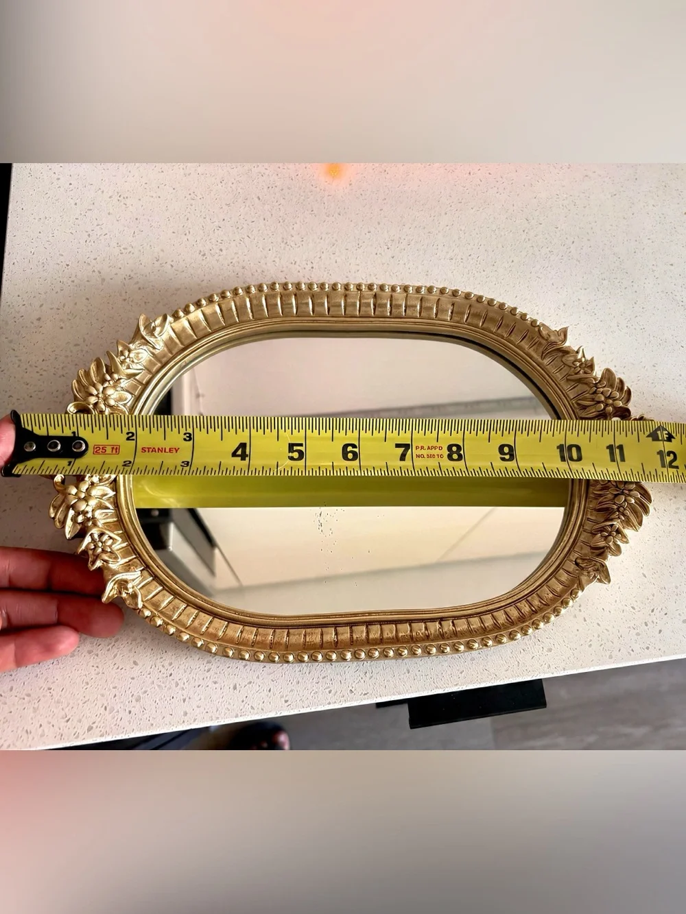 Gold Decorative Vanity Tray Mirror - Elegant Bathroom Accent